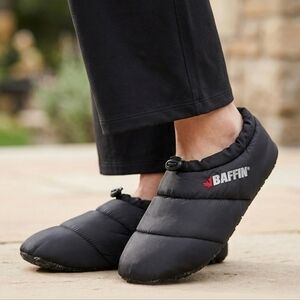 Baffin Black Quilted Puffer Slippers XL Unisex Insulated Slip-On Winter Shoes